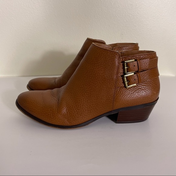 Sam Edelman Tan Leather Buckle Side Booties